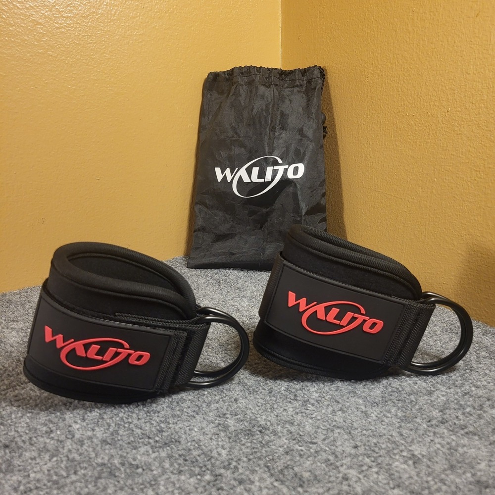 Walito Cable Machine Ankle Straps Pair Adjustable Gym Leg Glute Kickback Black